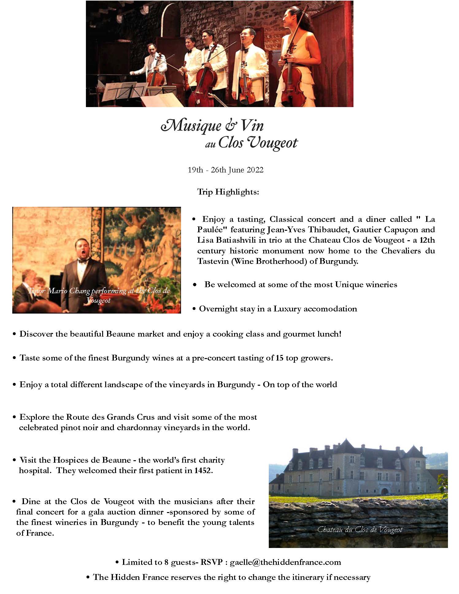 Music and the Great Domaines of Burgundy now
